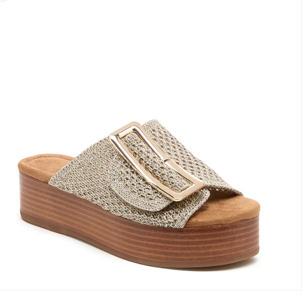 Kelsi Dagger Women's Gold Buckle Mules